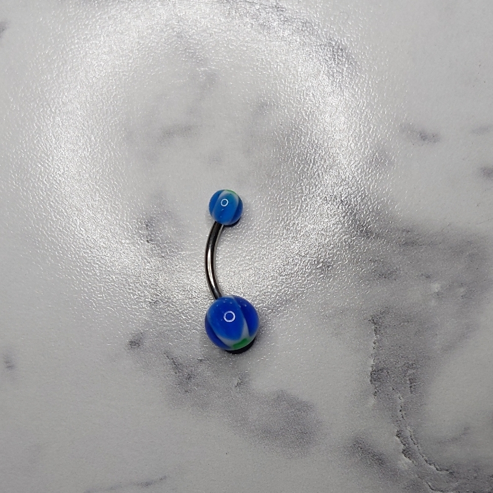 NWOT Blue With Green Star Belly Button Jewelry